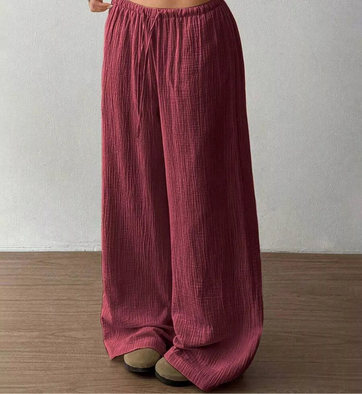 Full Size Drawstring Wide Leg Pants Plus Size